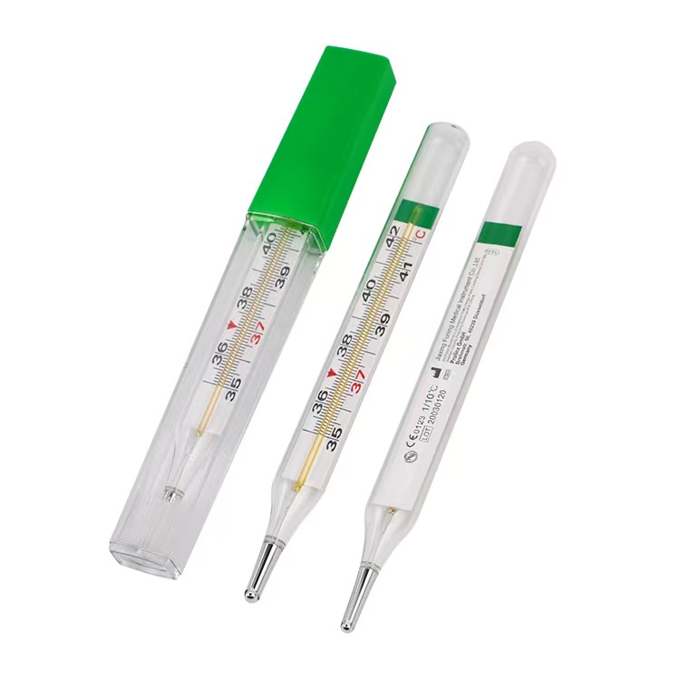Mercury-free glass thermometer